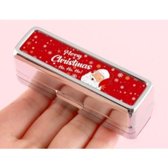 Santa Lipstick Compact Mirror Merry Christmas Red - Picture 1 of 5